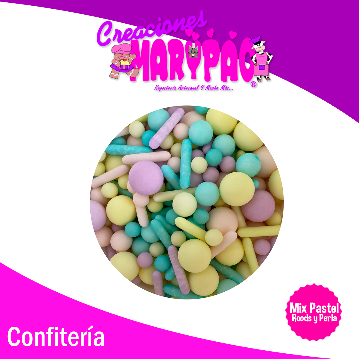 Perla Comestible y Rods Colores Pastel Mix Baby Shower Pascua