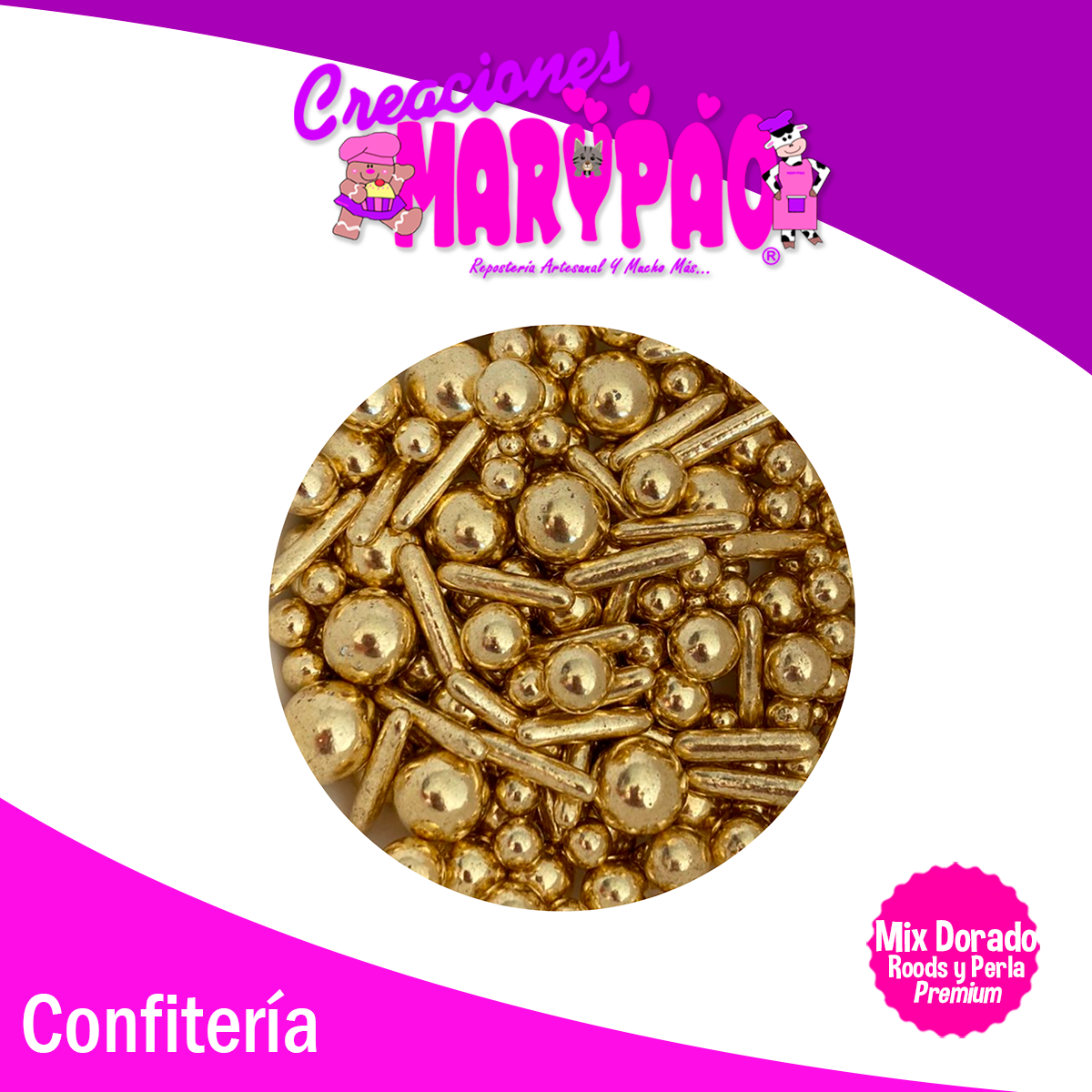 Sprinkles Rods Perla Mix Dorado Premium Metalizado