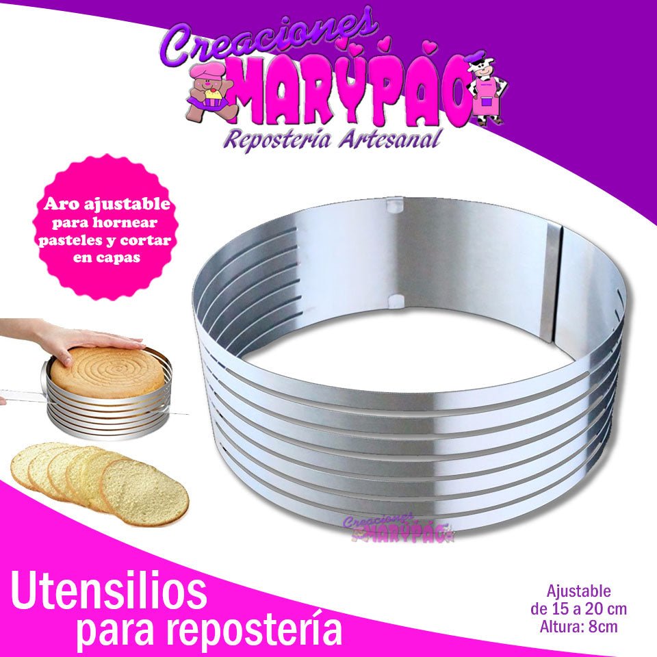 Aro Nivelador Rebanador Ajustable 15 a 20 Cm Acero Inox - Creaciones Marypao