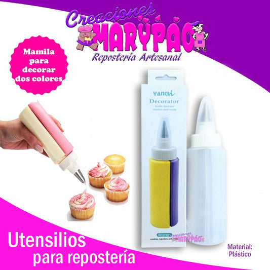 Botella Mamila Bicolor Decora Con Duya Decora Cupcakes - Creaciones Marypao