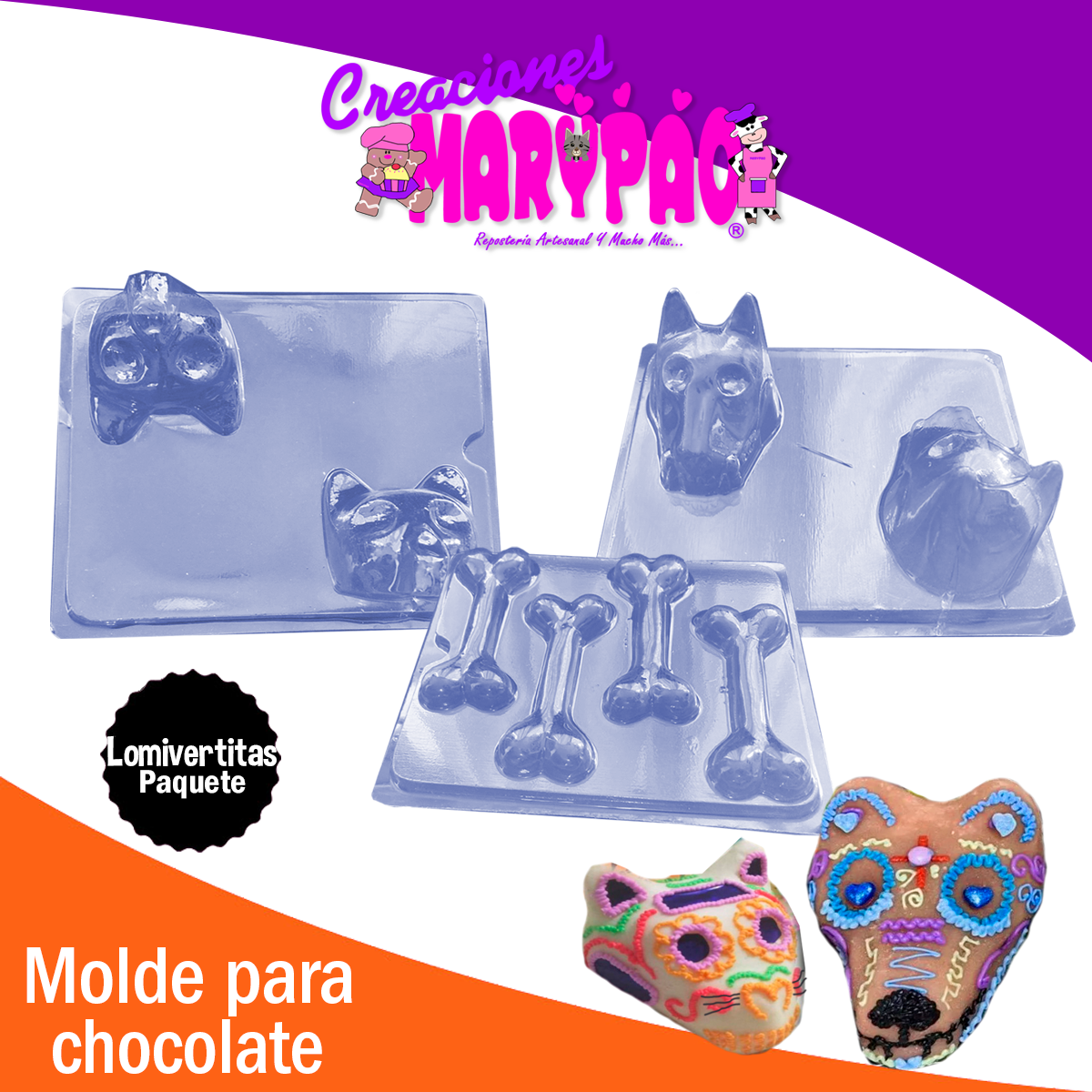 Moldes Calavera Chocolate Perritos Gatitos Dia de Muertos Lomiveritas