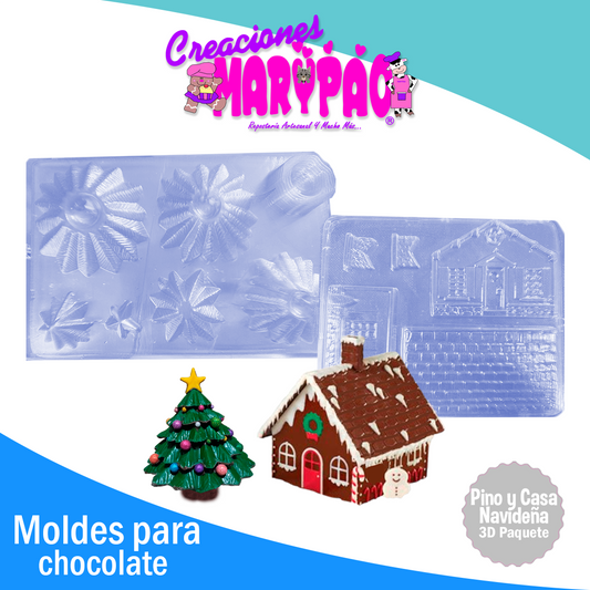 Moldes Árbol de Navidad y Casa Navideña 3D Armable Chocolate