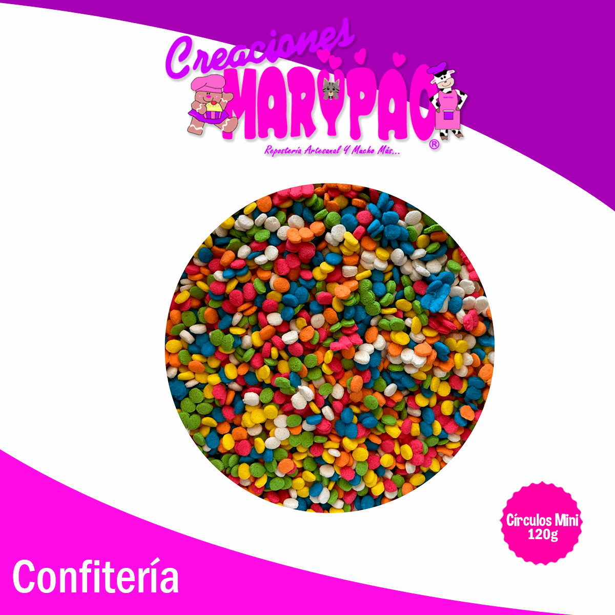 Confeti Comestible Círculos Mini Colores 120g