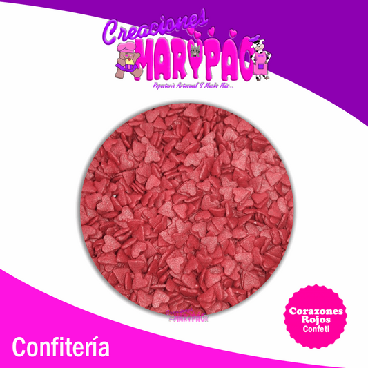 Confeti Comestible Febrero Corazones Rojos - Creaciones Marypao