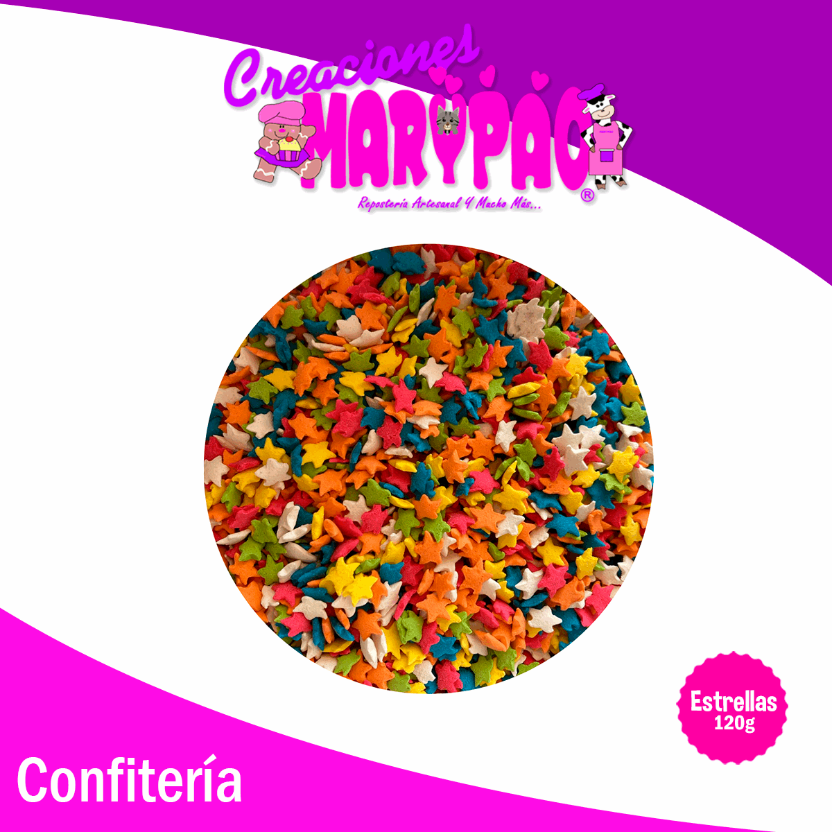 Confeti Comestible Estrellas de Colores 120g