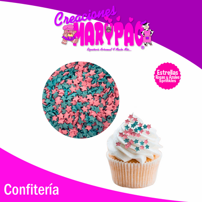 Confeti Comestible Estrellas Rosas y Azules 120g