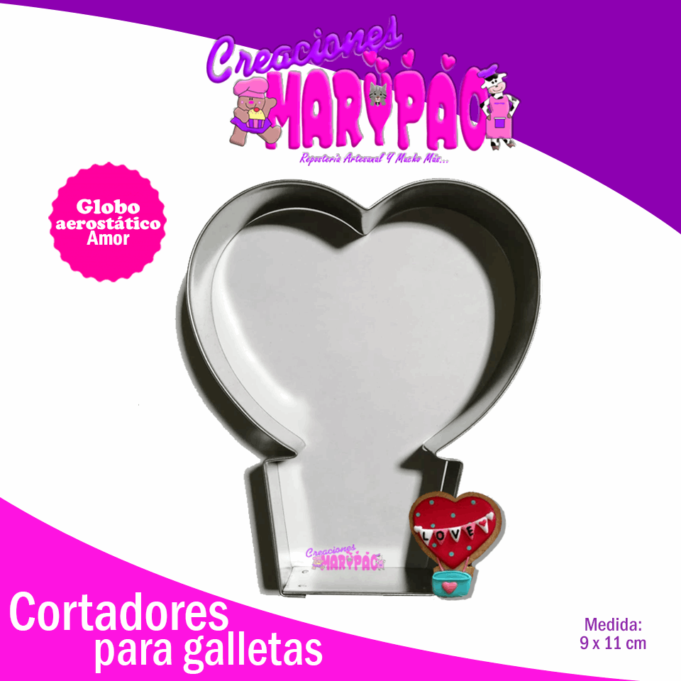 Cortador De Globo Aerostático Corazón Febrero - Creaciones Marypao