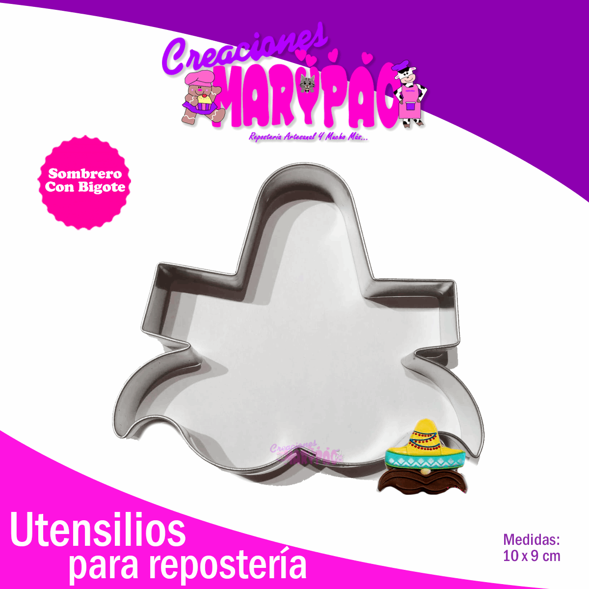 Cortador De Galletas Patrias Sombrero Con Bigote