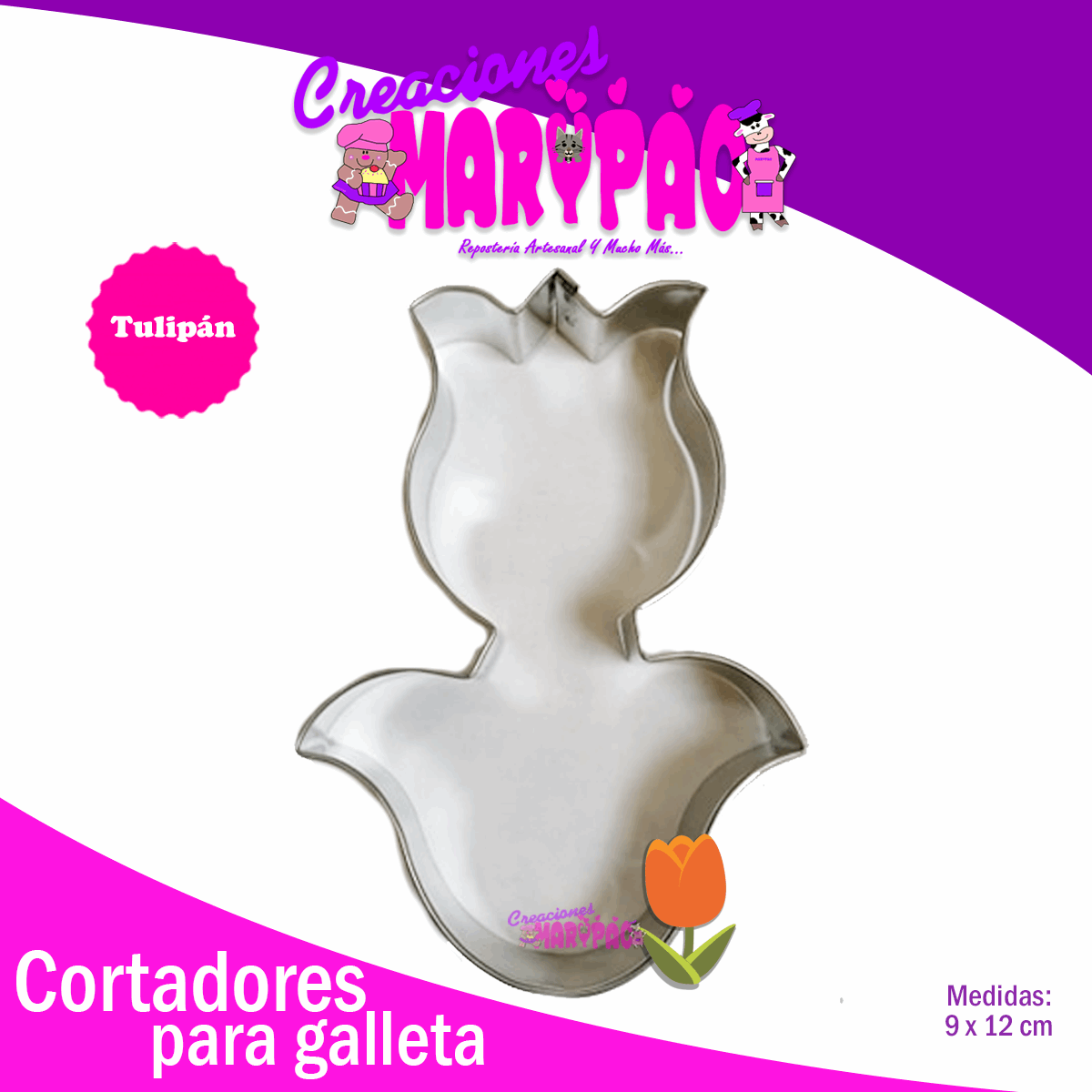 Cortador De Galleta Tulipán con Maceta - Creaciones Marypao