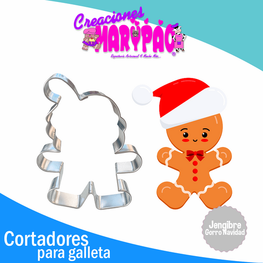 Cortador De Galletas Jengibre Con Gorro Santa Navidad