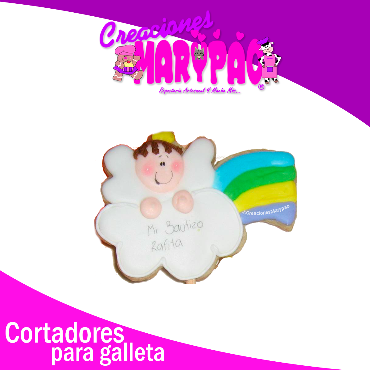 Cortador De Galletas Ángel Con Arcoiris
