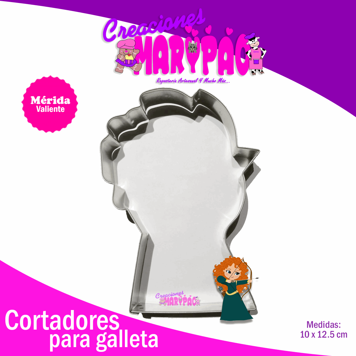 Cortador De Galletas Mérida Valiente Princesas - Creaciones Marypao