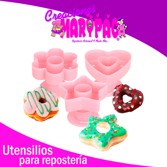 Cortadores De Dona Pack 3 Piezas: Corazón Estrella Y Flor