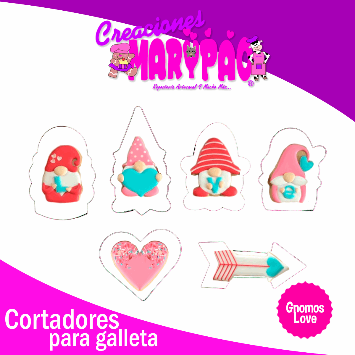 Cortadores De Galletas Gnomos Love 14 De Febrero