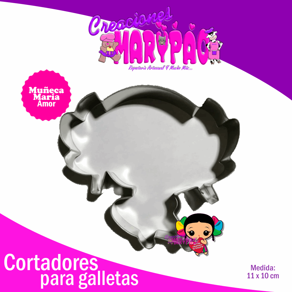 Cortador De Galleta Muñeca Maria Amor - Creaciones Marypao