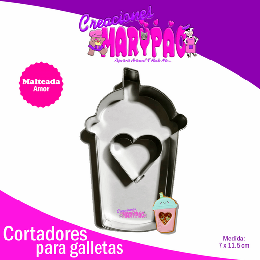 Cortador De Galleta Vaso con Corazón - Creaciones Marypao