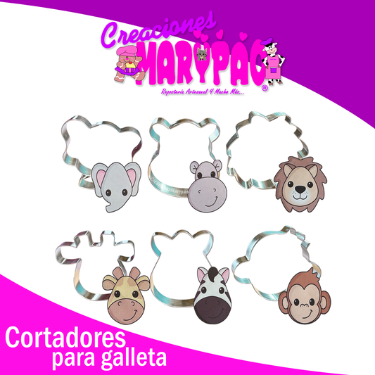 Cortadores De Galletas Animales de la Selva Caras 6 pzas