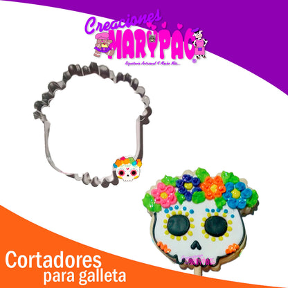 Cortador Galleta Calavera con Flores