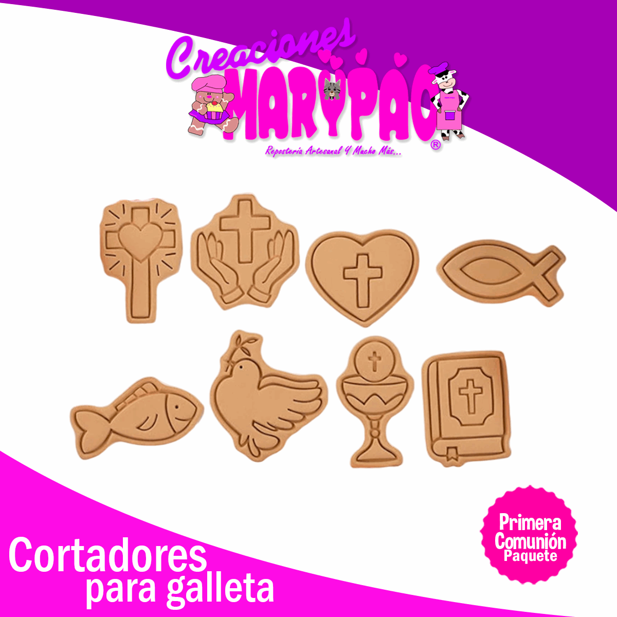 Cortadores De Galletas Primera Comunión Texturizadores