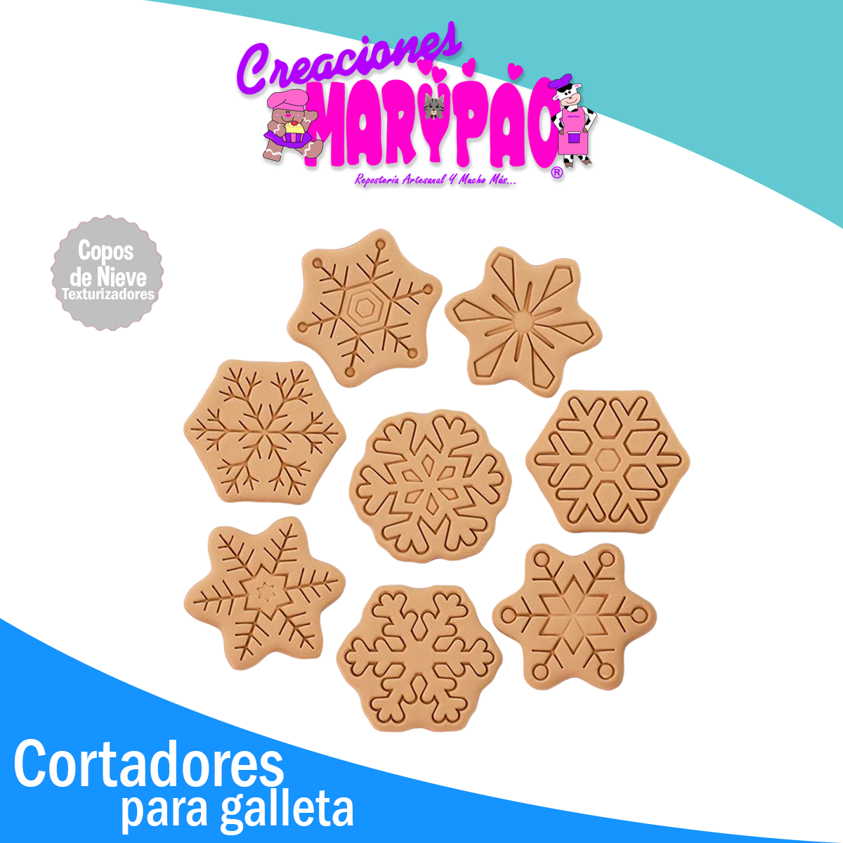 Cortadores De Galletas Copos de Nieve Navidad Texturizadores