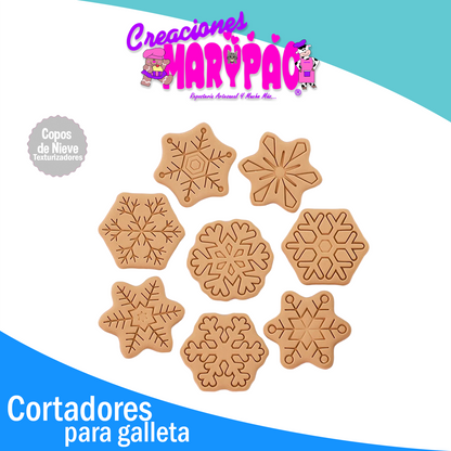 Cortadores De Galletas Copos de Nieve Navidad Texturizadores