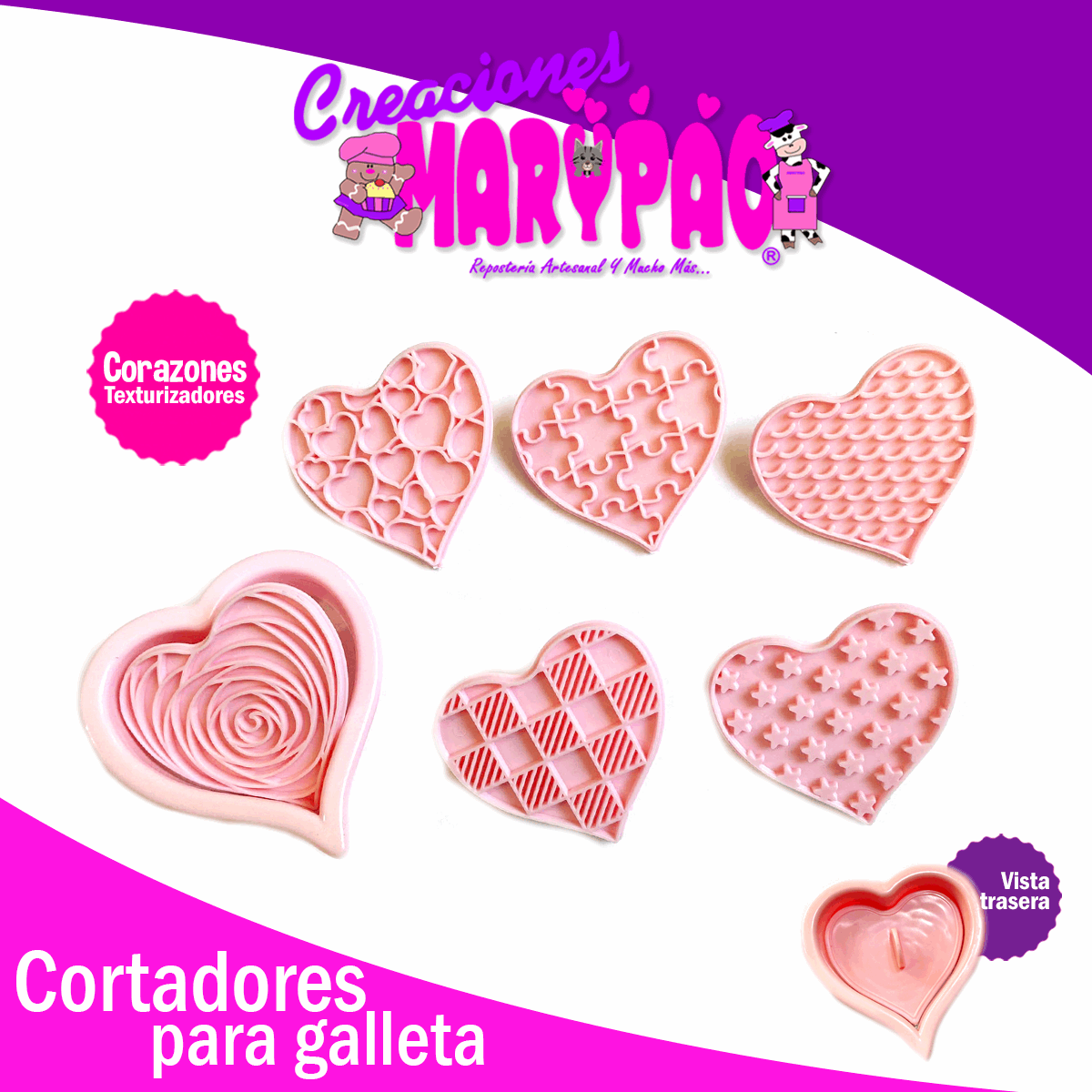 Cortadores De Galletas Corazones Texturizadores