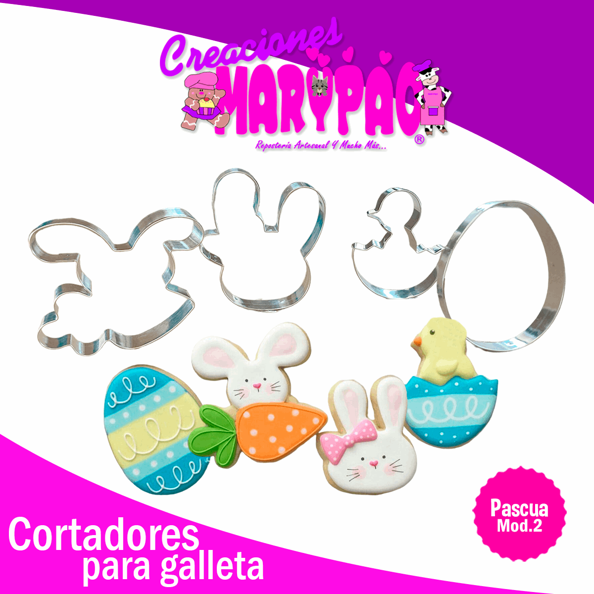 Cortadores Galletas Pascua Conejo Pollito Huevitos Mod2