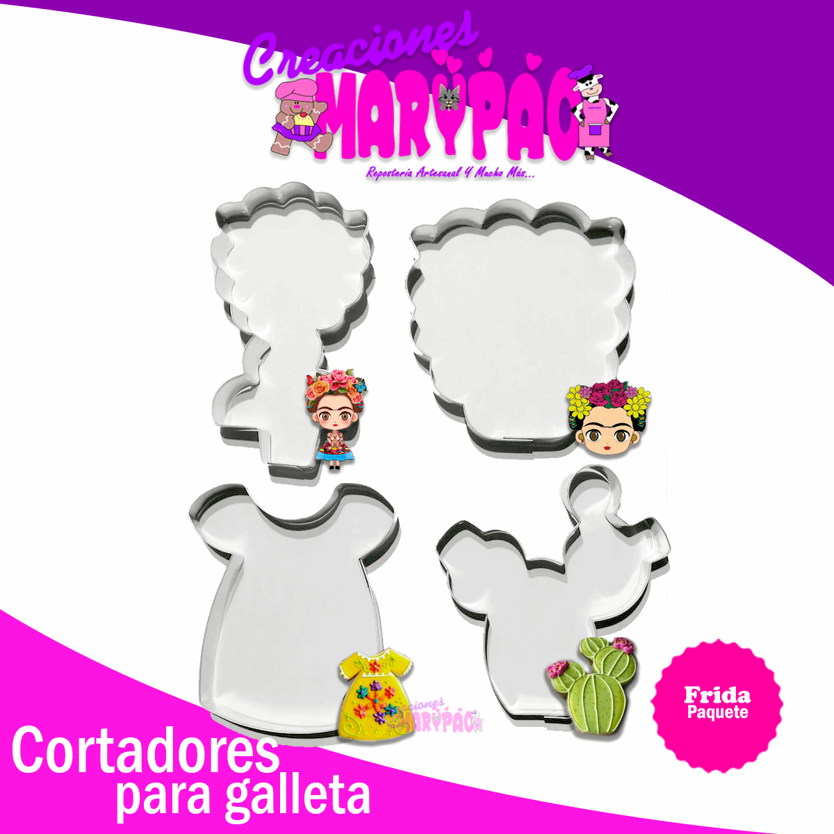 Cortadores Para Galletas Frida Fiestas Patrias México