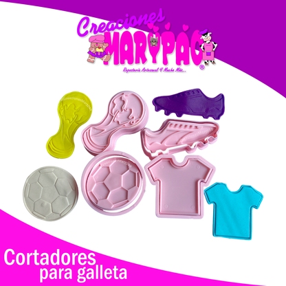 ⚽🍪 Pack de 4 Cortadores Texturizadores de Fútbol – Para Galletas, Fondant y Más 🎉🥅