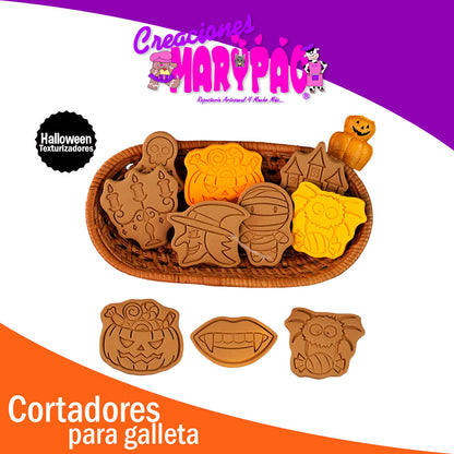 Cortadores De Galletas Halloween Texturizadores Momia 8 Piezas