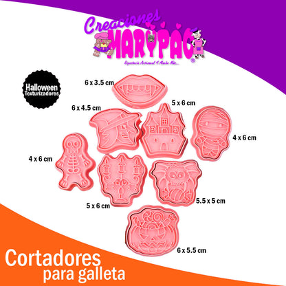 Cortadores De Galletas Halloween Texturizadores Momia 8 Piezas