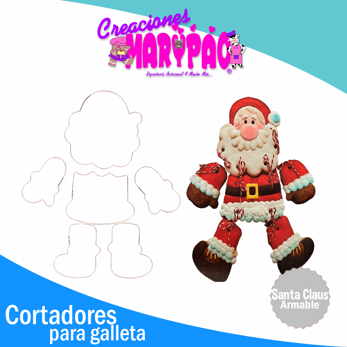 Cortadores De Galletas Navidad Santa Claus Armable