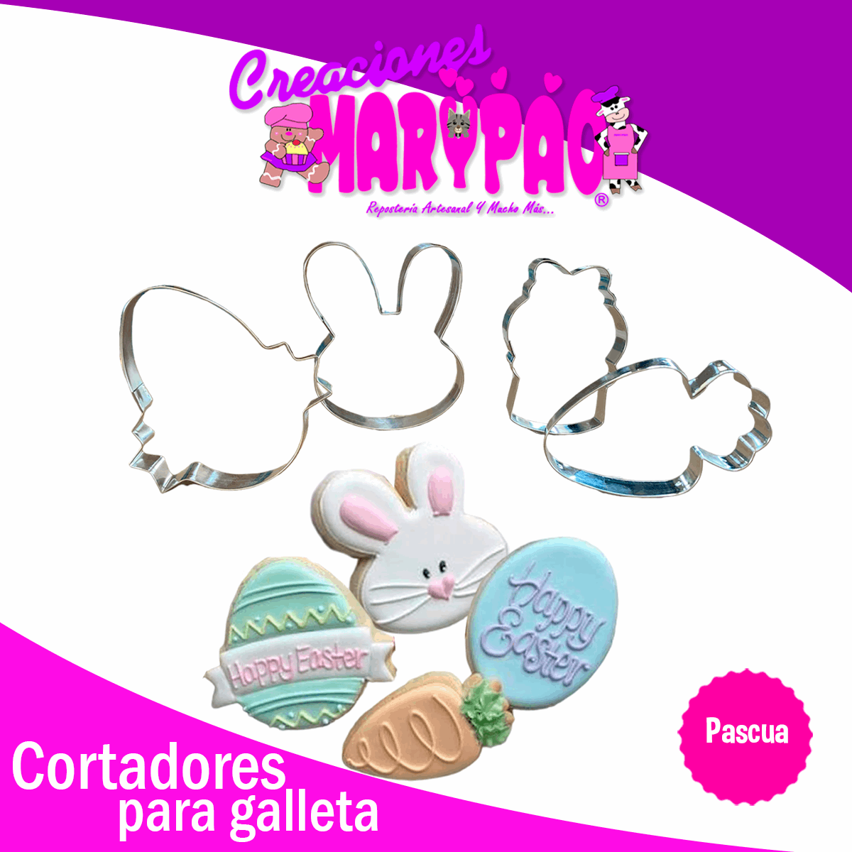 Cortadores Galletas Pascua Conejo Huevitos 4 Pzas