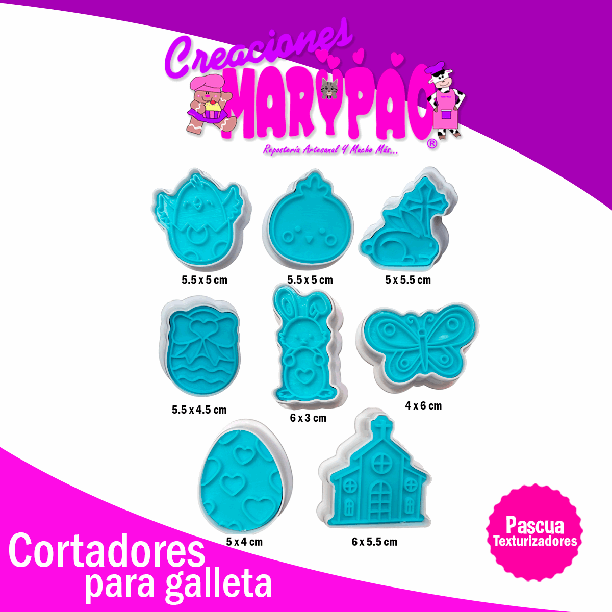 Cortadores De Galletas Pascua Texturizadores