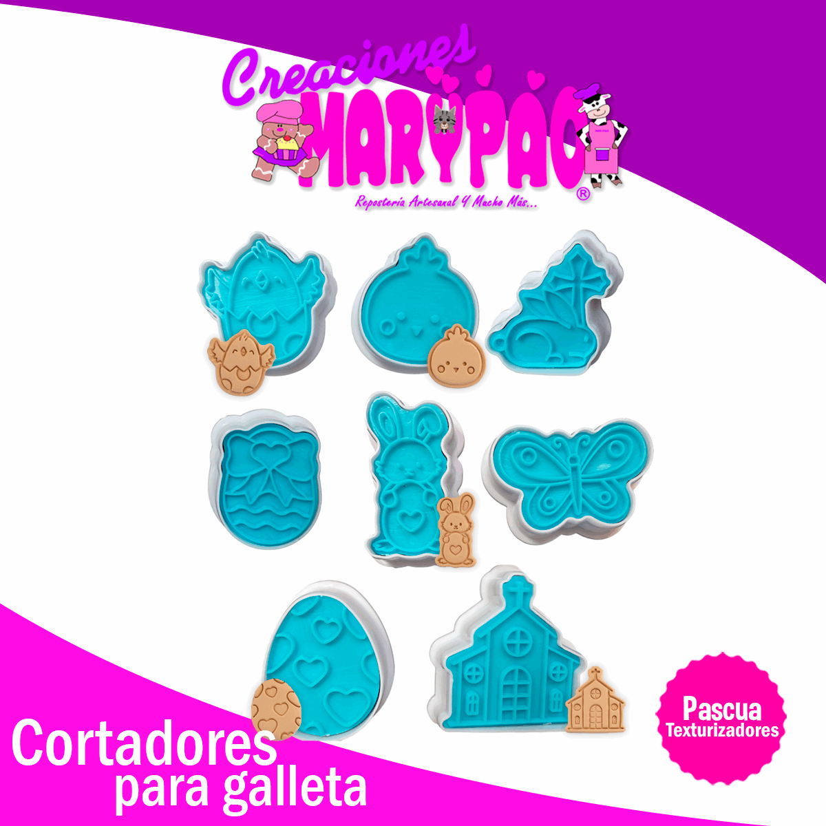 Cortadores De Galletas Pascua Texturizadores