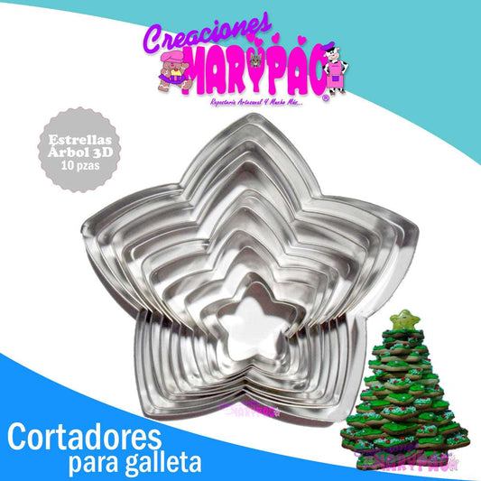 Cortadores De Galletas Estrellas Árbol De Navidad 3D