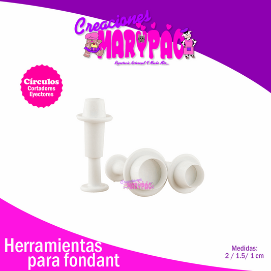 Cortadores Eyectores Círculos Mini Fondant - Creaciones Marypao