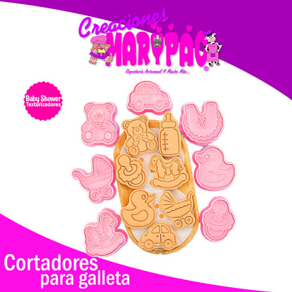 Cortadores De Galletas Baby Shower Texturizadores