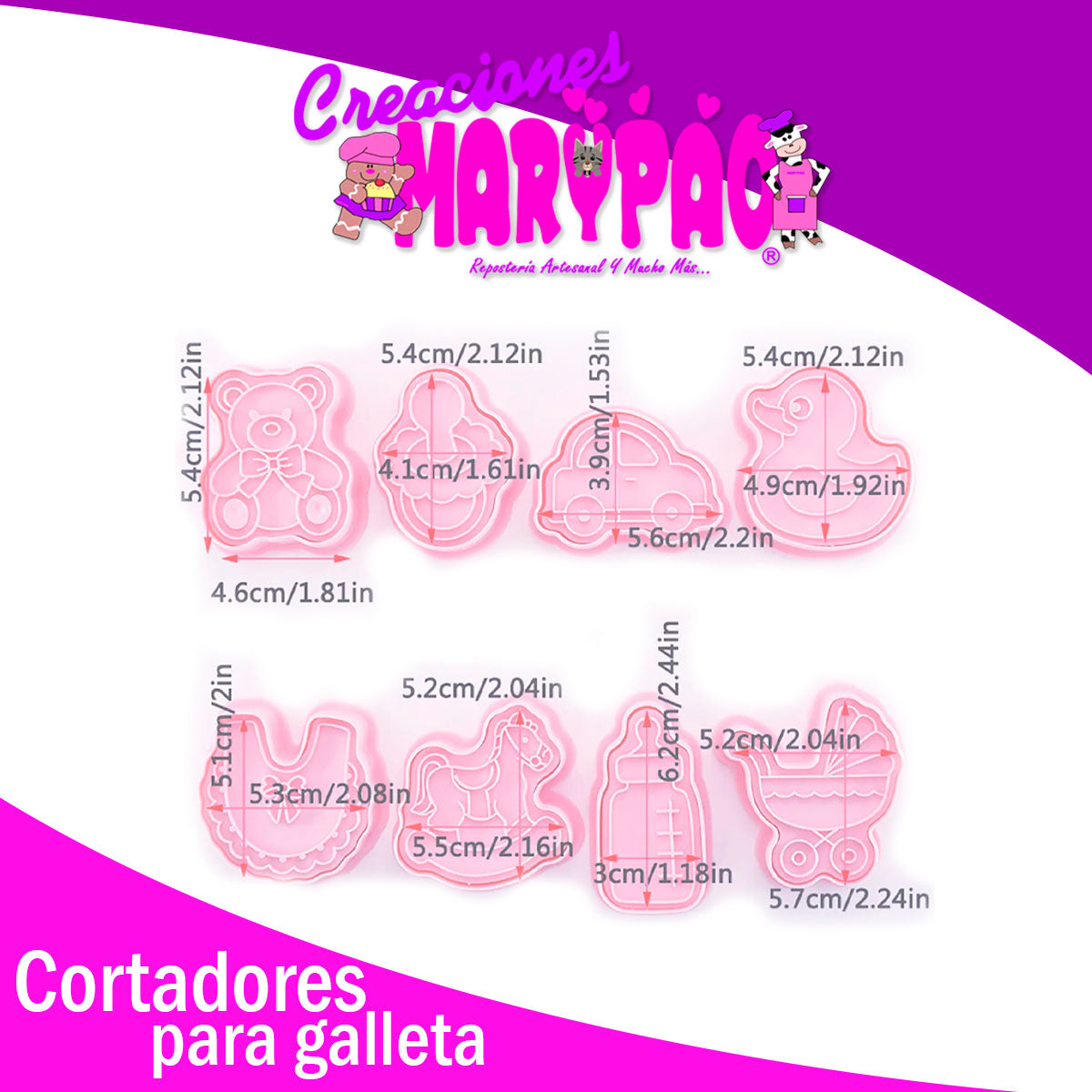 Cortadores De Galletas Baby Shower Texturizadores