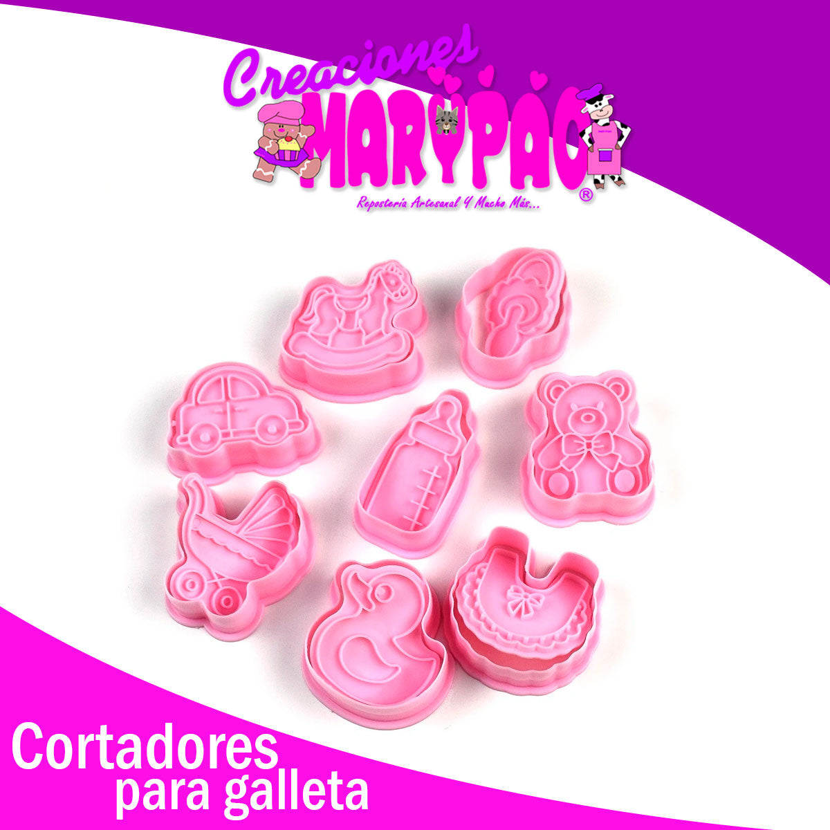 Cortadores De Galletas Baby Shower Texturizadores