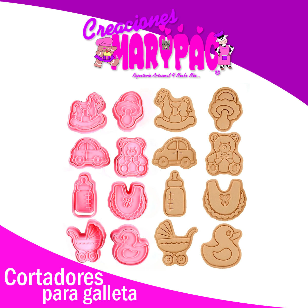 Cortadores De Galletas Baby Shower Texturizadores