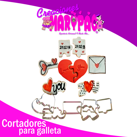 Cortadores Galletas Decoradas 14 de Febrero Rompecabezas Carta