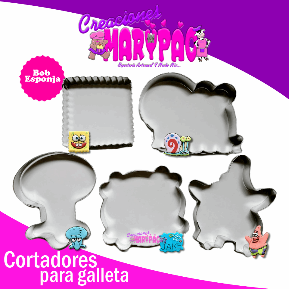 Cortadores Para Galletas Bob Esponja - Creaciones Marypao