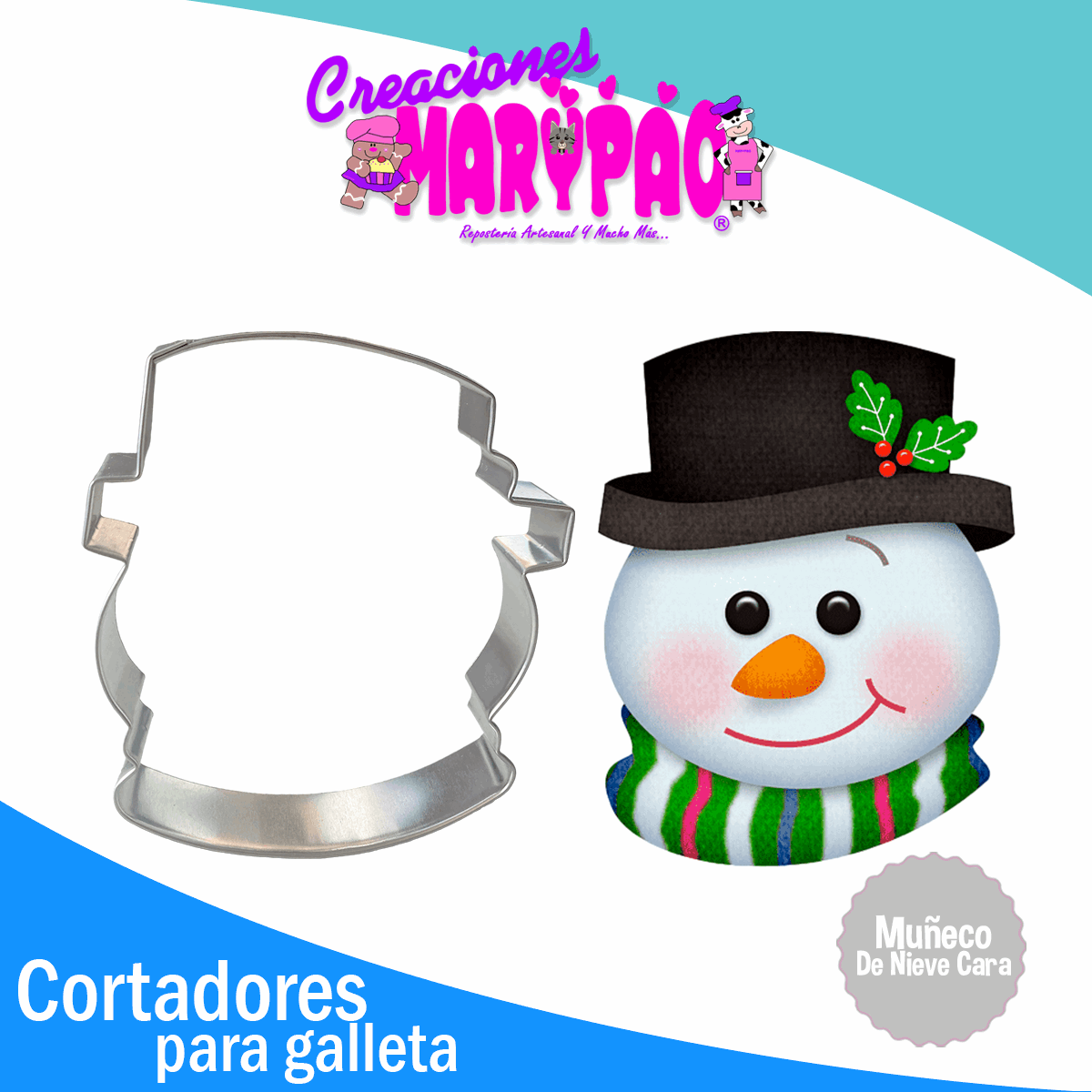 Cortador De Galletas Cara Muñeco De Nieve Navidad