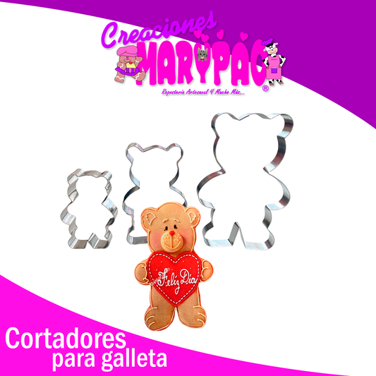 Cortadores Galletas Oso Febrero Amor Amistad Paq 3 Piezas