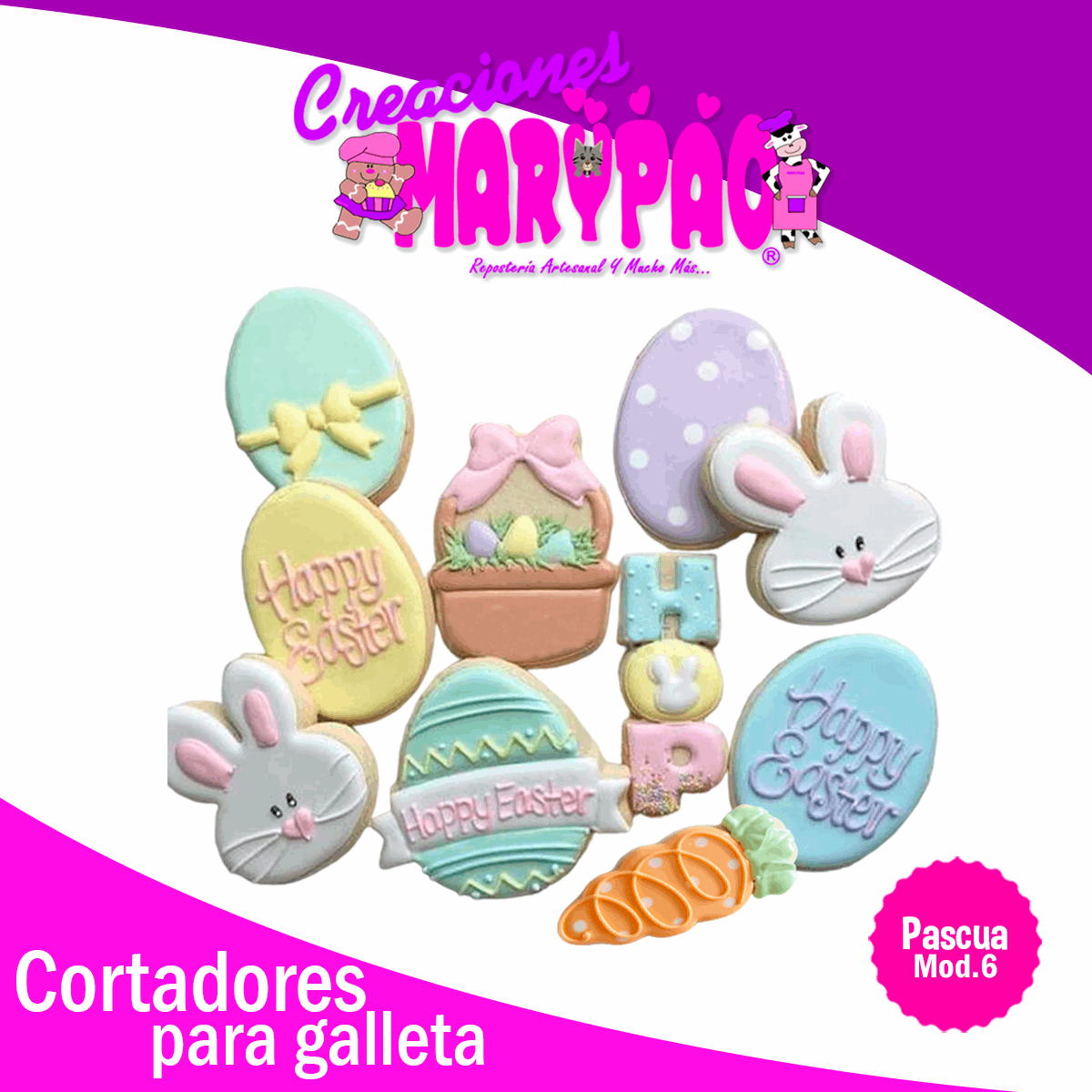 Cortadores De Galleta Pascua Conejo Hop Huevo M6