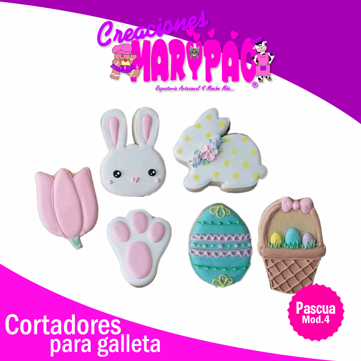 Cortadores De Galleta Pascua Conejo Huevo Canasta M4