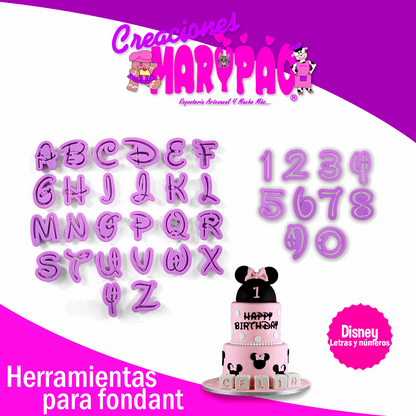 Cortadores Letras y Números Disney Fondant