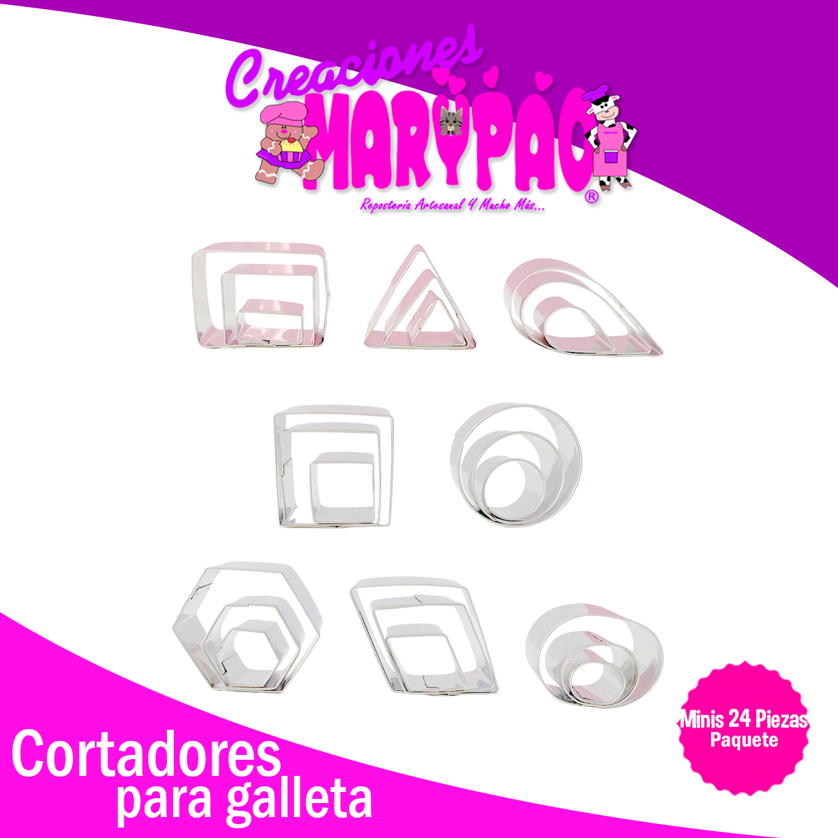 Paquete de Cortadores Minis 24 Piezas