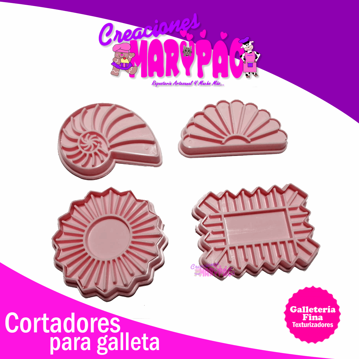 Cortadores De Galletería Fina Texturizadores - Creaciones Marypao